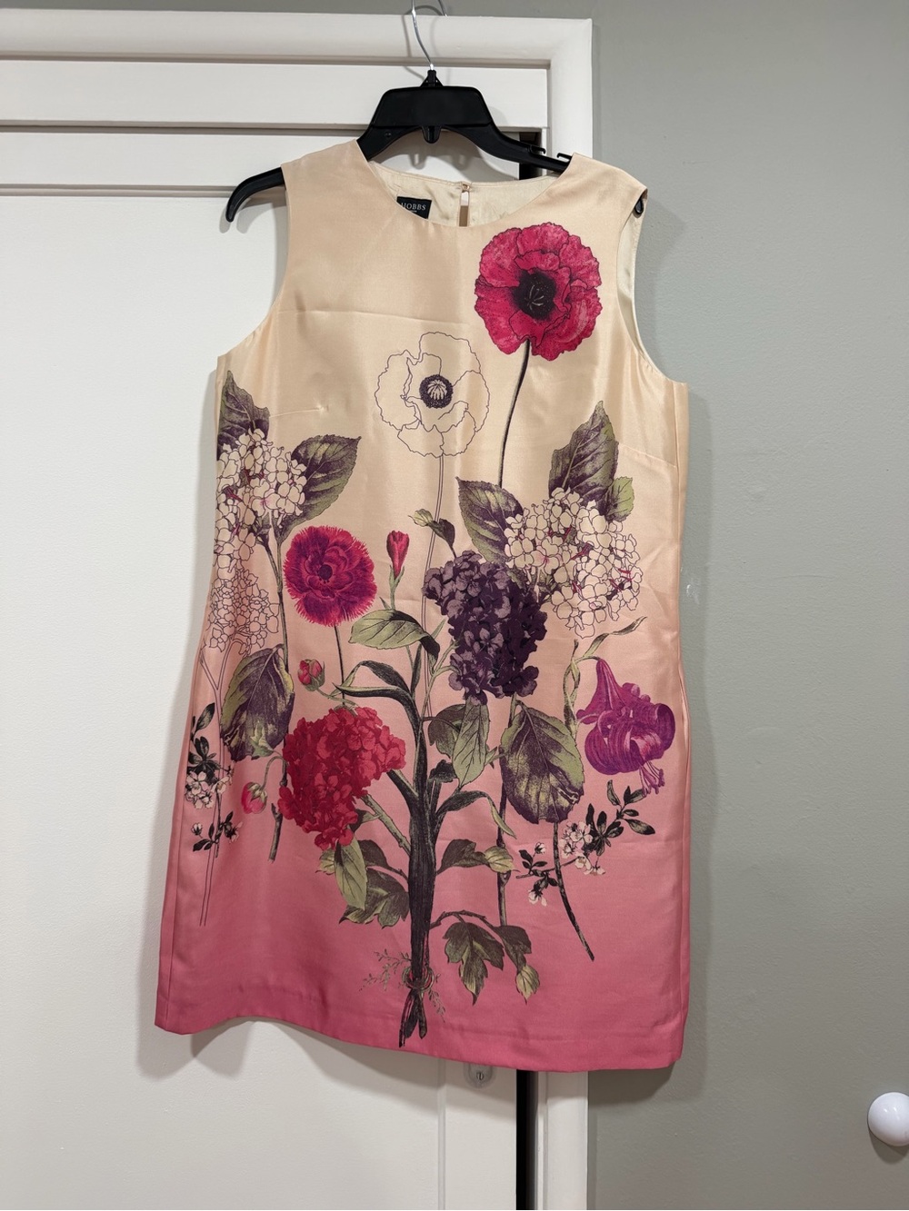 Hobbs London Wool Silk Ombre Floral Shift Dress 14 US (18 UK)